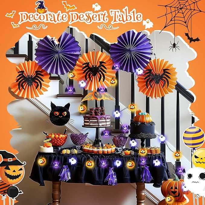 Coquimbo Halloween Decorations Indoor Lights: 10FT 30 LED Pumpkin Bat Ghost Decor Battery Operated String Lights for Indoor Outdoor Halloween Party Bedroom Decorations