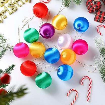 Syhood Christmas Satin Balls Christmas Silk Ball Ornaments Satin Silk Xmas Tree Hanging for Xmas Tree Decor Holiday Party Decorations (48 Pcs,Multicolor,2.2 Inches)