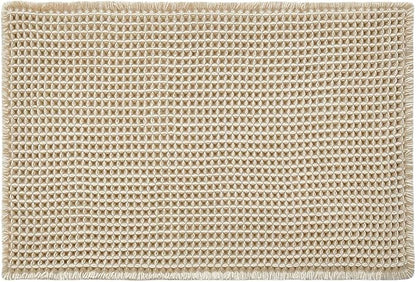 Pale Beige Bathroom Rug, Waffle Bath Mat Non Slip Washable Super Absorbent Quick Dry Boho Farmhouse Bathroom Decor, 24''x16'' Pale Beige