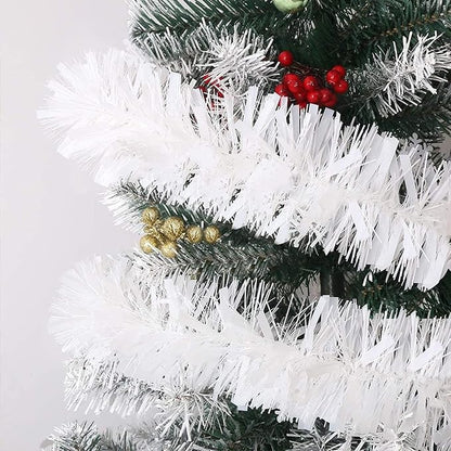 CANREVEL 4 Pieces 26.2 Ft Christmas Garland Metallic Shiny Twist Tinsel Garland Hanging Decorations for Christmas Tree, Mantle, Stairs Railing Decorations - White