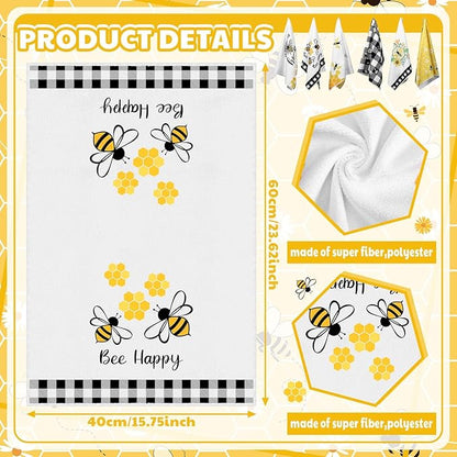 Oudain Bee Kitchen Towels Set of 6 15.8x23.6 Dish Towels Farmhouse Holiday Tabletop Decor Honey Bee