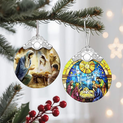 Christmas Ornament, Christmas Tree Decor, Christian Ornament, Nativity Scene, Religious Home Decor, Christian Gifts, Religious Gifts, Gift Exchange, Gift Idea - Pattern F