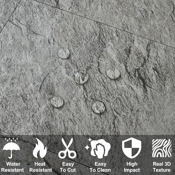 AULIGET 3" x 6" Subway Tile Peel and Stick Backsplash, Thick PVC Stick on Wall Tiles (4, Dark Slate)