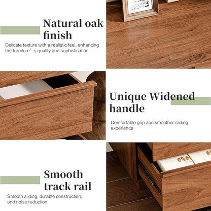 55.12" Modern Chest of Drawer, 6 Deep Drawers,Clothes Organizer,Large Storage Cabinet for Living Room, Bedroom,Dresser TV Stand, Wood Drawer Organizer for Living Room, Hallway, Brown