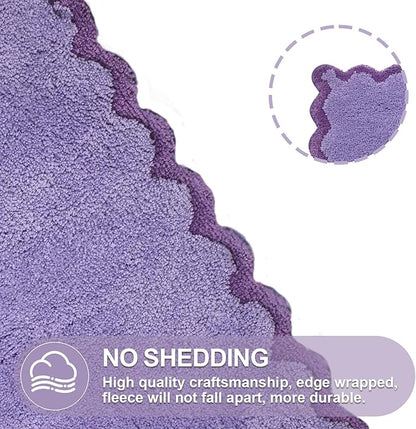 ORTIGIA Cute Purple Scalloped Bath Mat, Fun Plush Microfiber Scallop Bathroom Rugs Non Slip Washable Quick Dry Absorbent, Bath Rug for Shower Stall Vanities Kitchen Floor Entrance, 20x32