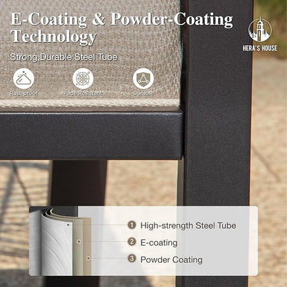 HERA'S HOUSE 7 Pieces Patio Table and Chairs Set, Outdoor Dining Set for 7, 6 x Cushioned Woven Rattan Patio Chairs and 1 x 54” Round Table with Umbrella Hole, Outdoor Rattan Dining Set for Lawn