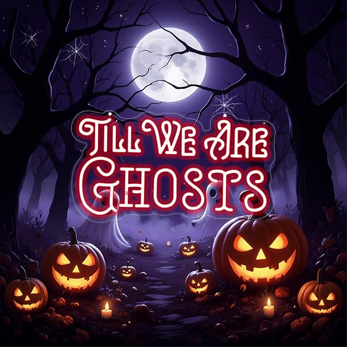 Til We Are Ghosts Neon Sign Halloween Party LED Neon Light Home Decor Gothic Backdrop Decoration Personalized Party, Anniversary Engagement Gift-Red