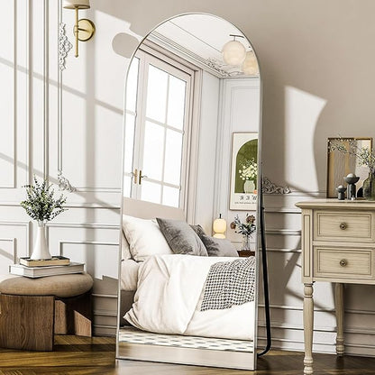 57" x 20" Arched Full Length Mirror - Wall Mounted/Floor Mirror Aluminum Alloy Frame Full Body Mirrors for Bathroom Living Room Bedroom and Entryway,Sliver