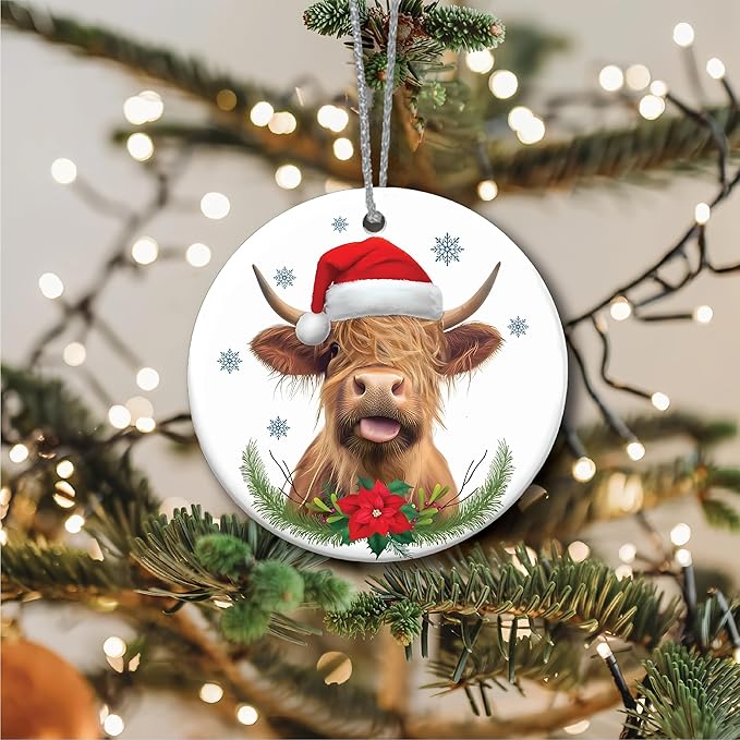 Ornaments Highland Cow Gifts for Women, Farmhouse Christmas Cow Decor, Christmas Tree Ornament, Friendship Elephant Ornament, Highland Cow Gifts, Highland Cow Decor