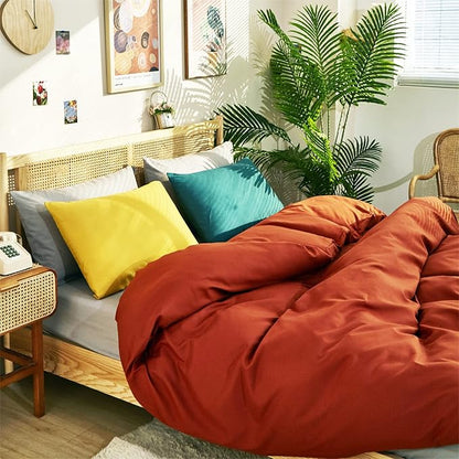 CLOTHKNOW California King Rust Comforter Set 3Pcs Burnt Orange Bedding Comforter Sets Terracotta Comforter Caramel Comforter Set California King