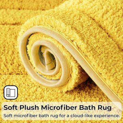 GRANNY SAYS Bathroom Toilet Rugs U Shaped, Bath Mats for Bathroom, Bath Rugs Non Slip Washable, Absorbent Microfiber Toilet Mat, Soft Plush Shaggy, 20" x 24", Yellow