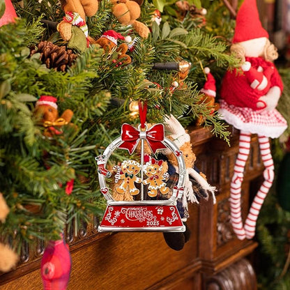 Christmas Gingerbread Couple Ornaments 2025 for Tree Decorations,Dated 2025 Metal Wreath Ornament with Rotatable for Christmas Keepsake Gifts for Grandparents, Kids, Friend
