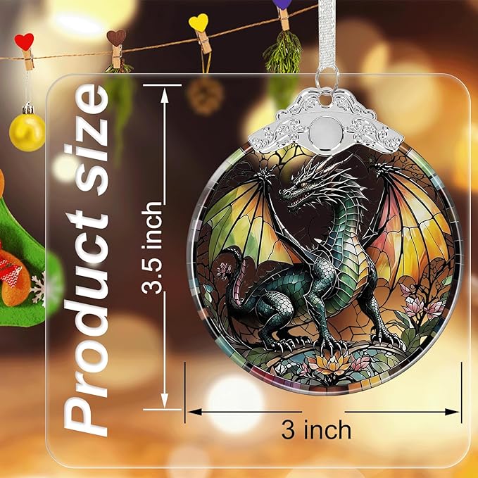 Dragon Ornament Crystal Glass with Gift Box, Dragon Christmas Ornaments for Christmas Tree Decorations, for Girls Boys Women Men, Holiday Keepsake Present Exchange Ideas -01