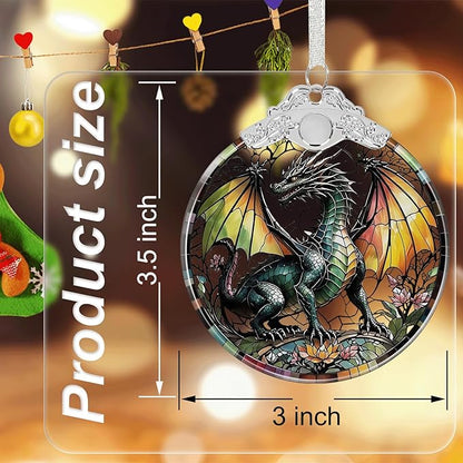 Dragon Ornament Crystal Glass with Gift Box, Dragon Christmas Ornaments for Christmas Tree Decorations, for Girls Boys Women Men, Holiday Keepsake Present Exchange Ideas -01