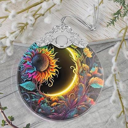 Christmas Ornament, 2025 Ornaments for Christmas Tree, Stained Glass Hanging Ornament, Holiday Ornaments, Unique Gift Idea - Sun and Moon