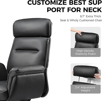 EUREKA ERGONOMIC Royal Ergonomic Office Chair Executive Desk Chair, Microfiber Leather High Back Executive Chair Comfy Ergonomic 360° Swivel with Lumbar for Home Workshop- Black