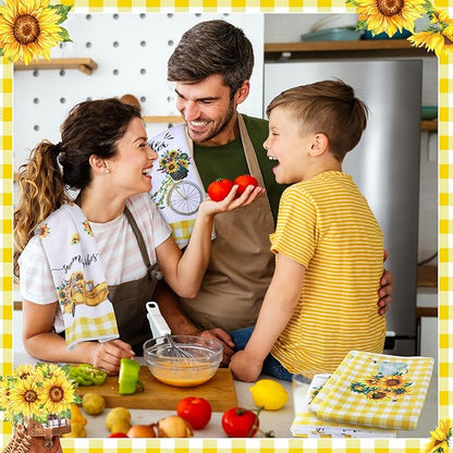 Oudain Kitchen Dish Towels Set of 6 Sunflower Absorbent Tea Towels Decorative Reusable Towels Housewarming Gift