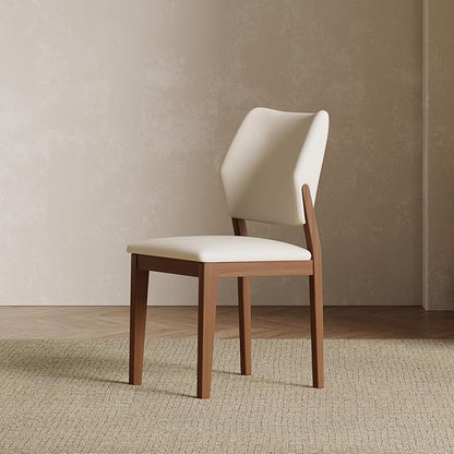 Modern Dining Chairs Set of 2 – Stylish PU Leather High Backrest Dining Room Chair, Upholstered Kitchen Side Chairs with Brown Solid Wood Legs – No Assembly Required