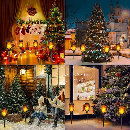 Outdoor Solar Lights, 12Pack Solar Torch Light with Flickering Flame, Garden Lights Waterproof for Halloween Decor, Flame Torches for Outside,Halloween Yard Decorations Outside for Pathway Garden