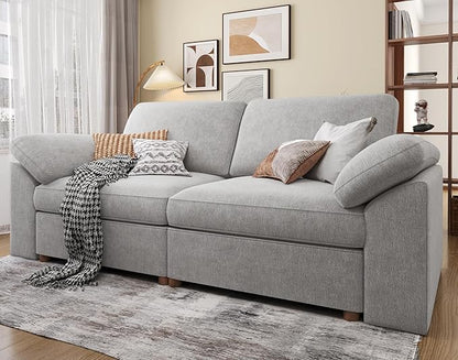 EASE MOOSE Modern Loveseat Sofa for Living Room, Comfty 2 Seat Solid Wood Frame Sofa, FSC Certified Modern Deep Seat Couch, Removable Cover,Light Gray
