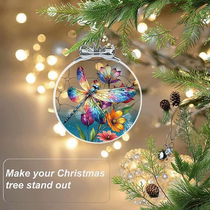 Dragonfly Christmas Ornament Crystal Glass- Hanging Ornaments for Christmas Tree, Christmas Ornaments Xmas Decorations, Holiday Keepsake Present Exchange Ideas