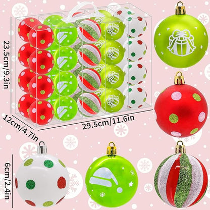 40PCS 2.36" Christmas Balls Ornaments, Plastic Christmas Tree Ornaments, Holiday Baubles, Hanging Decorations for Xmas Trees Holiday Party, Lime Green Baubles