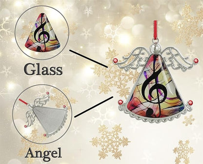 XUTAI Angel Christmas Tree Ornaments Music Note Glass Christmas Hanging Angel Glass Pendant for Holiday Decoration