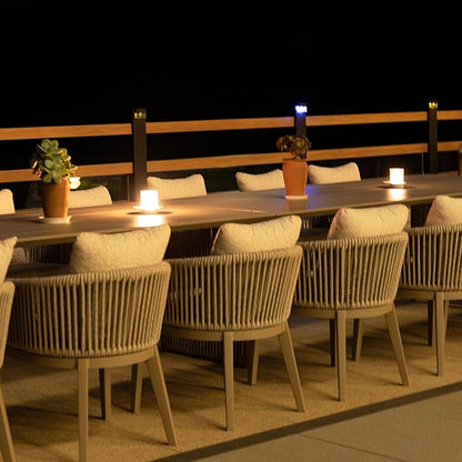 PURPLE LEAF Outdoor Dining Table Set of 17, Aluminum Outdoor Patio Table and Chairs Set with Olefin Cushions, Patio Furniture Set for Garden or Deck, Beige