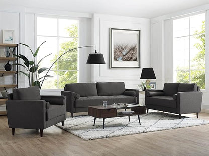 Studio Living® Lexington 39.4" Arm Chair, Mid-Century Modern, Pocket Coil Comfort, Easy Assembly, Woven Fabric, Heather Grey