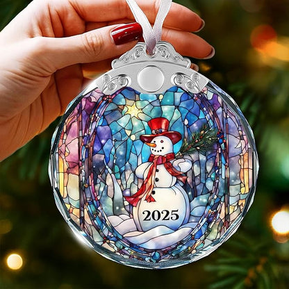 Snowman Christmas Ornaments - Stained Glass Decor for The Christmas Tree, Unique 2025 Snowman Ornament, Perfect Xmas Decorations for Festive Season, Crystal Snowmen Highlight for Ornament Collectors
