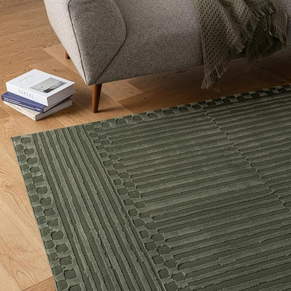 Revival Rugs Soloba 5'3"x7'10" Washable Area Rug for Living Room Bedroom - 100% Recycled Oeko-TEX Certified, Medium Pile, Green