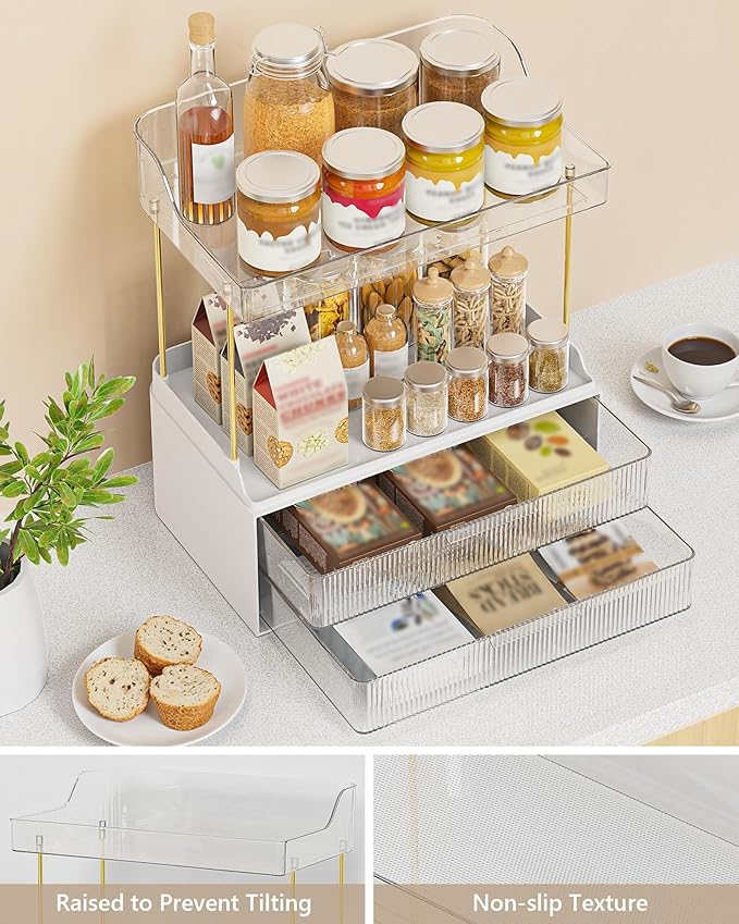 Bathroom Organizers and Storage, Makeup Organizer (Sturdy Durable Attractive), Ideal for Vanity, Countertop, Counter, Perfume, Skincare, Cabinet, Cosmetic, Dresser Organizer (white)