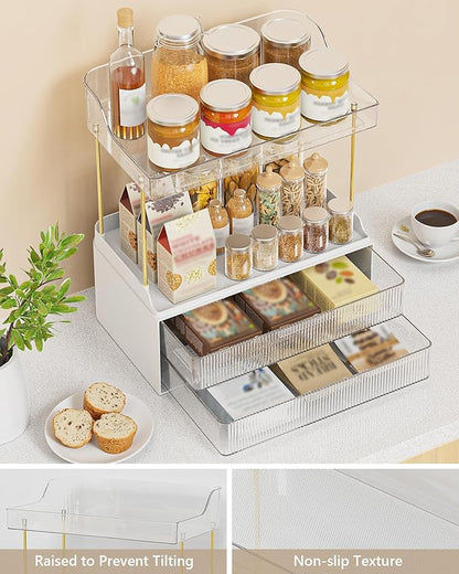 Bathroom Organizers and Storage, Makeup Organizer (Sturdy Durable Attractive), Ideal for Vanity, Countertop, Counter, Perfume, Skincare, Cabinet, Cosmetic, Dresser Organizer (white)