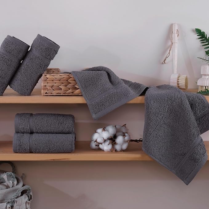 Washcloth Linen Set Premium Original Turkish Cotton Bath Sheets Softness Absorbency Face Towels for Hand, Grey