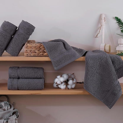 Washcloth Linen Set Premium Original Turkish Cotton Bath Sheets Softness Absorbency Face Towels for Hand, Grey