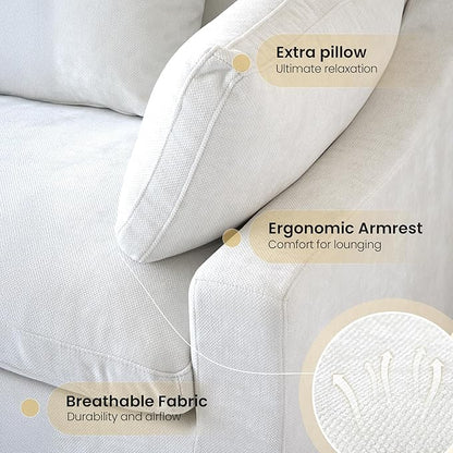 Cloud Couch Modular Sectional Sofa,82.68" Oversized LoveSofa, Down Filled Convertible Wide Seater for Living Room Set, Covers Washable&Replaceable,White