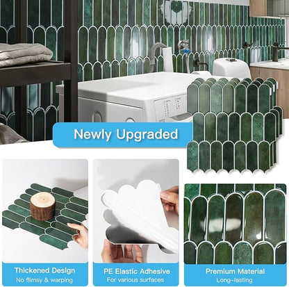 Art3d 12 x 12 Inch Heavy-Duty Peel and Stick Backsplash, Self-adhesive Wall Tiles for Kitchen Bathroom Decor, 10-Pack Dark Green