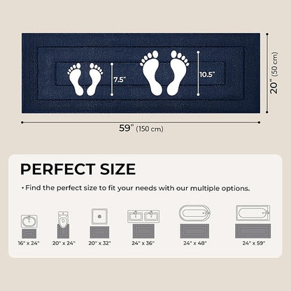 GRANNY SAYS Navy Bathroom Rugs, Bath Mats for Bathroom Non-Slip, Super Soft and Water Absorbent, Extra Large Bath Rugs Washable, Microfiber Bath Rugs for Floor, Tub and Shower, 59" x 20"