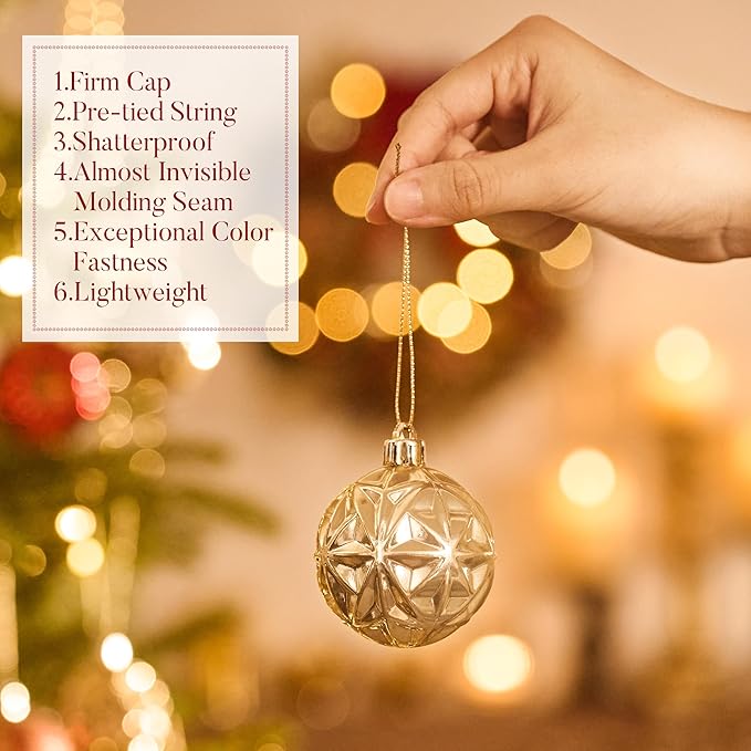 Valery Madelyn Ornaments for Christmas Trees, 9ct 2.36 Inches Red and Gold Shatterproof Christmas Tree Decorations, Luxury Hanging Ball Ornaments for Xmas Holiday Party Decor