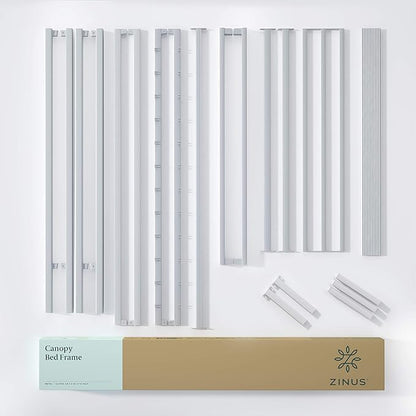 ZINUS Patricia White Metal Canopy Platform Bed Frame, Mattress Foundation with Steel Slat Support, No Box Spring Needed, Easy Assembly, Full