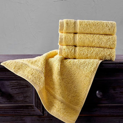 Hawmam Linen Luxury Cotton Washcloths 13x13 Inch Large Hotel Spa Bathroom Face Towel 12 Pack, Yellow