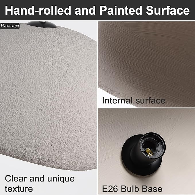 19.7in Wabi Sabi Pendant Lights Kitchen Island Lighting Fixture Ceiling Mount Grey Modern Japanese Lamp Japandi Chandelier for Dining Living Room Hallway Bedroom Restaurant Hanging Lamp