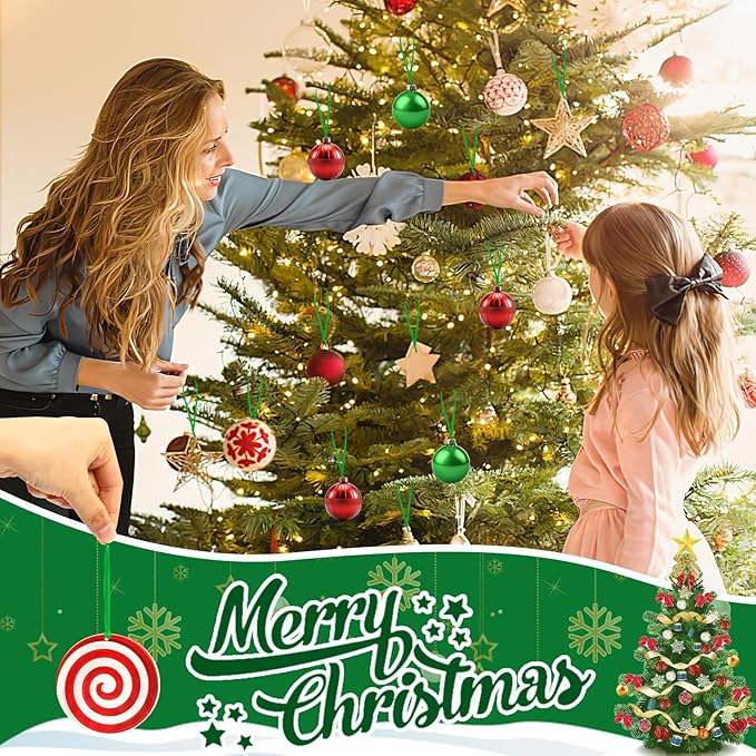 JUNEBRUSHS 300Pcs Christmas Ornament Hangers, Hand Tied String Ties Ornament Loops Thin Ribbon for Ornaments Christmas Tree Hanging Decorations (Green)