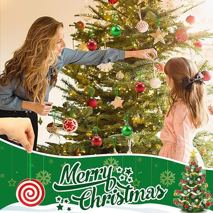 JUNEBRUSHS 300Pcs Christmas Ornament Hangers, Hand Tied String Ties Ornament Loops Thin Ribbon for Ornaments Christmas Tree Hanging Decorations (Green)