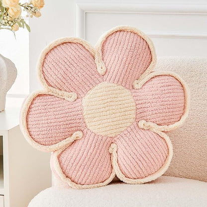 Flower Pillow, Soft Flower Decorative Throw Pillow, Cute Daisy Flower Shaped Seating Floor Cushion Room Décor Plush Pillows for Sofa Couch Bed (17.7 Inch, Light Pink)