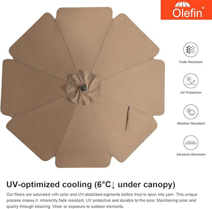 MASTERCANOPY 9ft Olefin Valance Patio Umbrella with Tilt Crank, 5-Year-Non-Fading Canopy & 8 Fiberglass Ribs for Deck, Patio, and Garden, Burgundy