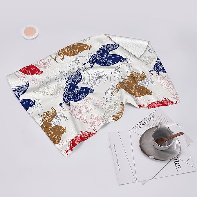 Rooster Chicken Kitchen Towels Set of 2 Absorbent Hand Towels 16x24 Inch Dish Towels Farmhouse