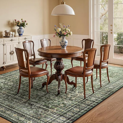 Lofus 6x9 Area Rug for Living Room,Green Washable Area Rugs with Non-Slip Backing,Soft Boho Carpets for Bedroom Dining Room Home Office Indoor Nursery