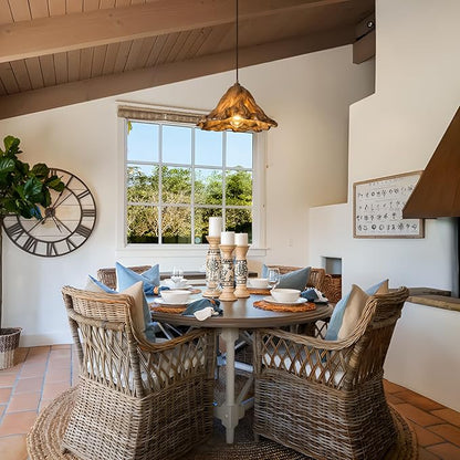 Pendant Lights Kitchen Island, 14.2in Brown Retro Ruffled Pendant Light Hanging Lamp Kitchen Island Farmhouse Vintage Light for Dining Room Bedroom Hallway Restaurant Foyer