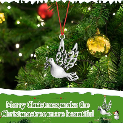 Zhengmy 8 Pieces Christmas Ornaments 2025 Solid Pewter Christmas Tree Ornament Metal Gnomes Santa Angel Snowman Hanging Craft Xmas Gifts with Red Bags(Lovely)